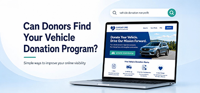 Laptop with screen about vehicle donation